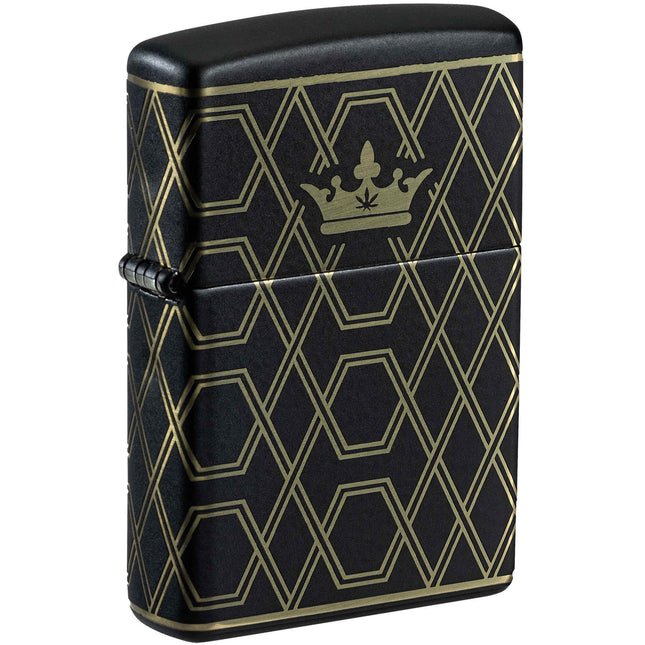 Zippo Lighter: Queen Of Bud Honeycomb Black Finish | 46684