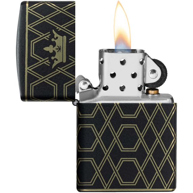 Zippo Lighter: Queen Of Bud Honeycomb Black Finish | 46684