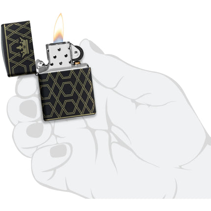 Zippo Lighter: Queen Of Bud Honeycomb Black Finish | 46684