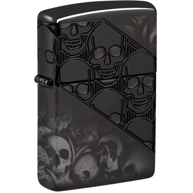 Zippo Lighter: Skull Collage Design Blacklic Finish | 46751