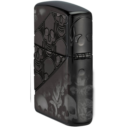 Zippo Lighter: Skull Collage Design Blacklic Finish | 46751