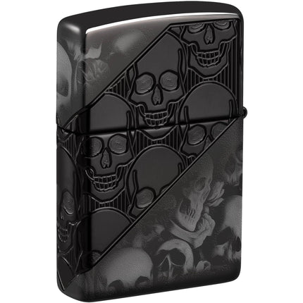 Zippo Lighter: Skull Collage Design Blacklic Finish | 46751