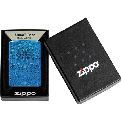 Zippo Lighter: Hamsa Design High Polish Blue Finish | 46752