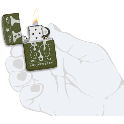 Zippo Lighter: VE/VJ 80th Anniversay Green Crackle | 46949