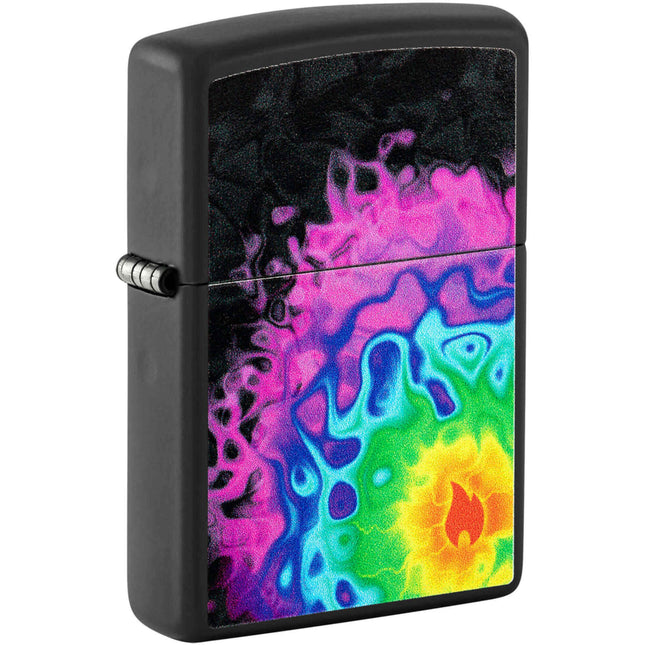 Zippo Lighter: Pattern with Flame Design Black Matte | 48733