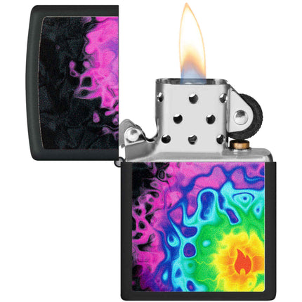 Zippo Lighter: Pattern with Flame Design Black Matte | 48733