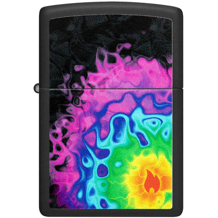 Zippo Lighter: Pattern with Flame Design Black Matte | 48733