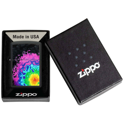 Zippo Lighter: Pattern with Flame Design Black Matte | 48733