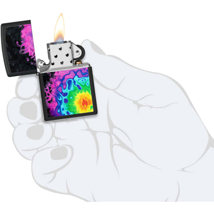 Zippo Lighter: Pattern with Flame Design Black Matte | 48733