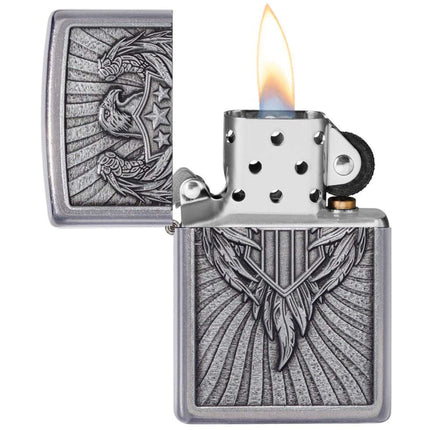 Zippo Lighter: Eagle Shield Emblem Design Chrome | 49450