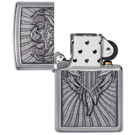 Zippo Lighter: Eagle Shield Emblem Design Chrome | 49450