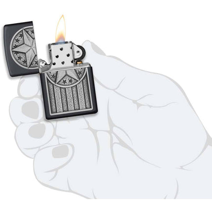 Zippo Lighter: American Emblem Black Matte | 49639