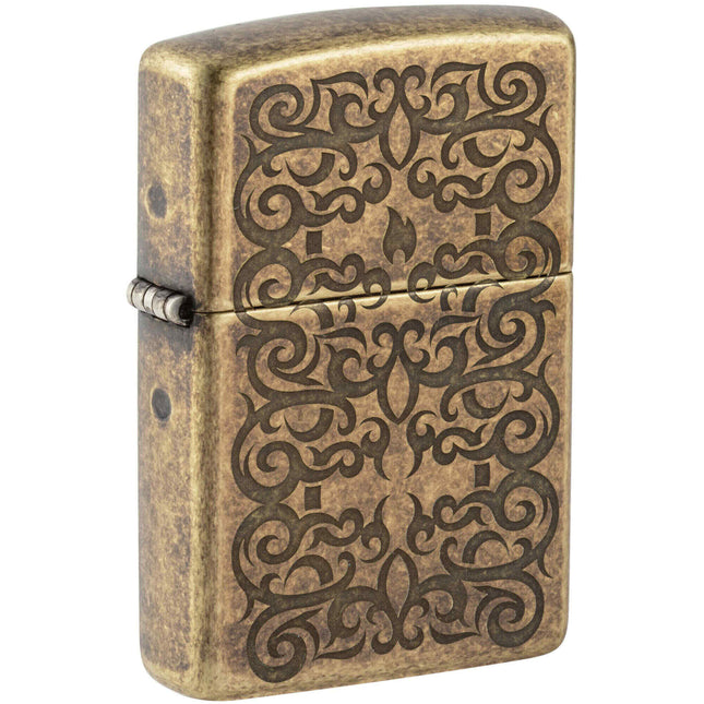 Zippo Lighter: Tattoo Theme Design Antique Brass | 48484