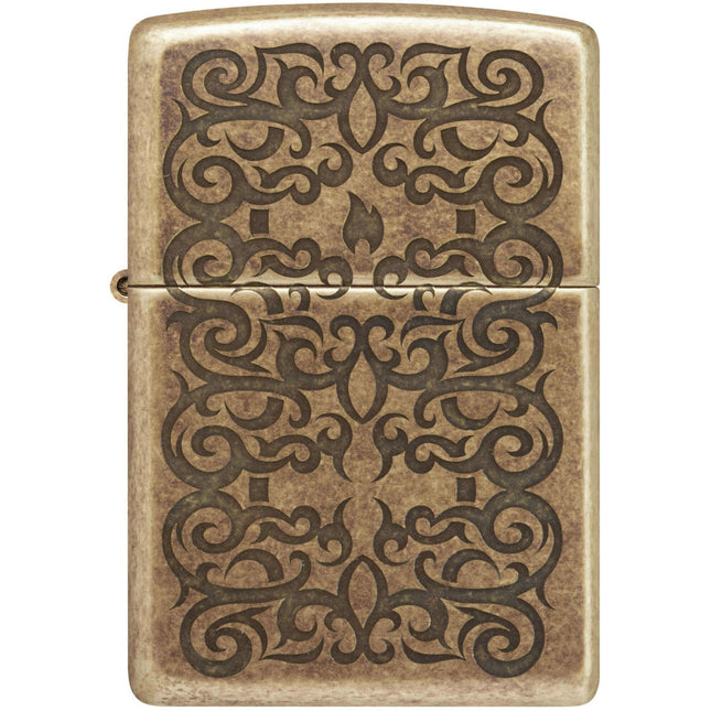 Zippo Lighter: Tattoo Theme Design Antique Brass | 48484