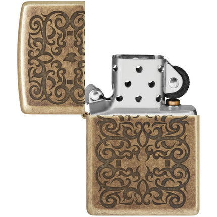 Zippo Lighter: Tattoo Theme Design Antique Brass | 48484