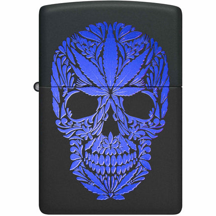 Zippo Lighter: Cannabis Skull Design Black Matte | 48531