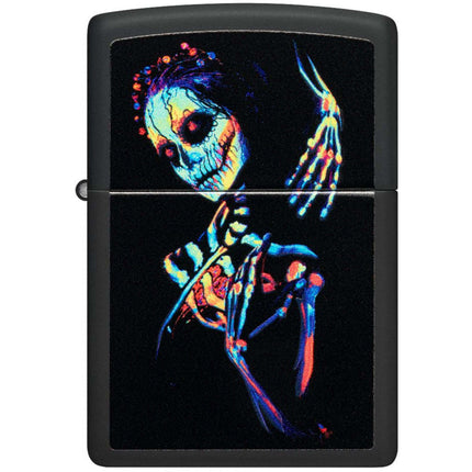 Zippo Lighter: UV Skeleton Design Black Matte | 48647