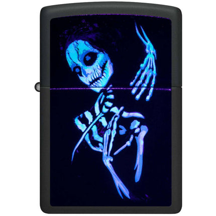 Zippo Lighter: UV Skeleton Design Black Matte | 48647