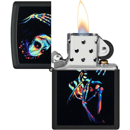 Zippo Lighter: UV Skeleton Design Black Matte | 48647