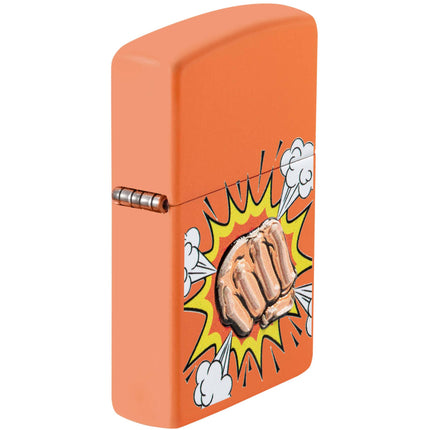 Zippo Lighter: Power Fist Design Orange Matte | 48868