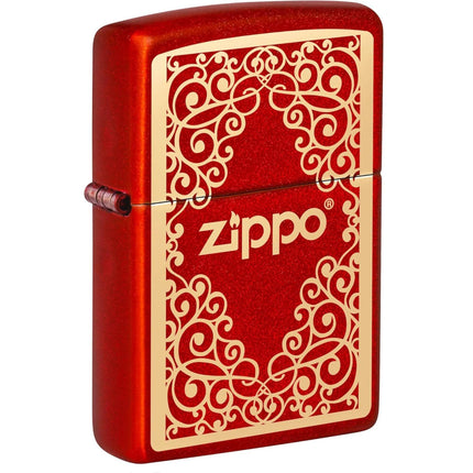 Zippo Lighter: Zippo Logo Pattern Metallic Red | 49940