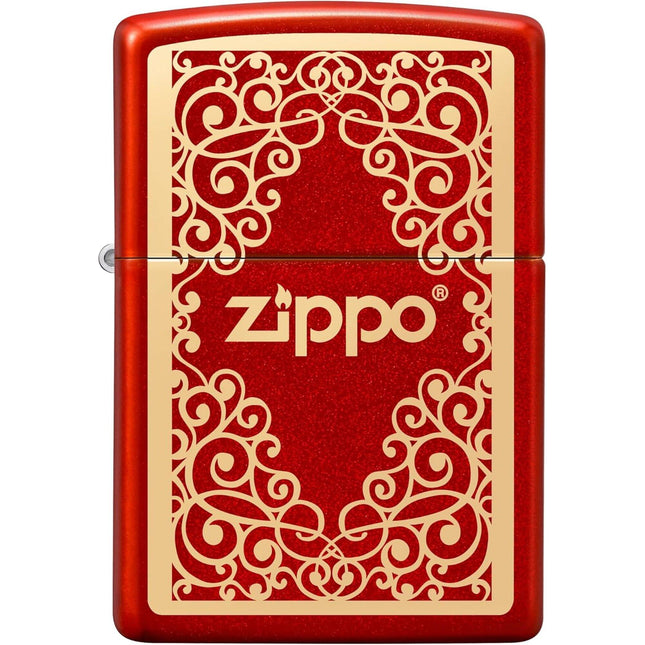 Zippo Lighter: Zippo Logo Pattern Metallic Red | 49940