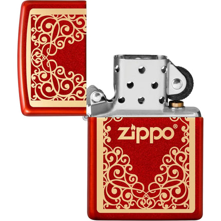 Zippo Lighter: Zippo Logo Pattern Metallic Red | 49940