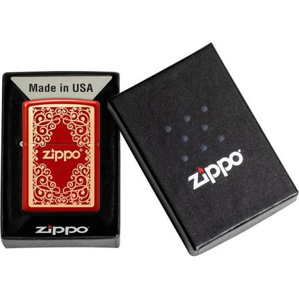 Zippo Lighter: Zippo Logo Pattern Metallic Red | 49940