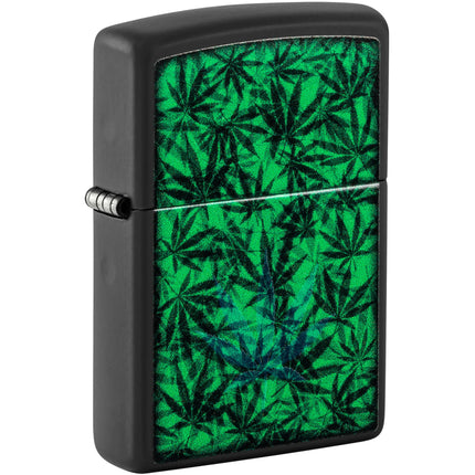 Zippo Lighter: Cannabis Design Classic Black Matte Finish | 48736