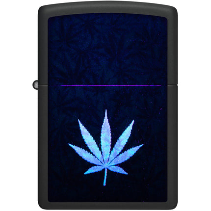 Zippo Lighter: Cannabis Design Classic Black Matte Finish | 48736