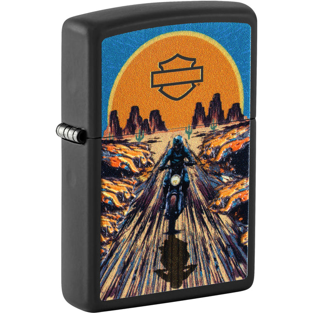 Zippo Lighter: Texture Printed Harley-Davidson® Design Black Matte | 46861