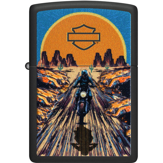 Zippo Lighter: Texture Printed Harley-Davidson® Design Black Matte | 46861