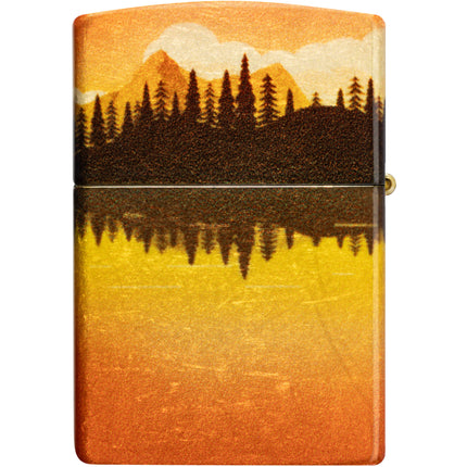 Zippo Lighter: Lake Fishing Design 540 Tumbled Brass Finish | 46927