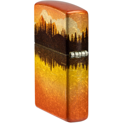 Zippo Lighter: Lake Fishing Design 540 Tumbled Brass Finish | 46927