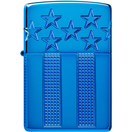 Zippo Lighter: American Flag Design High Polish Blue | 46929