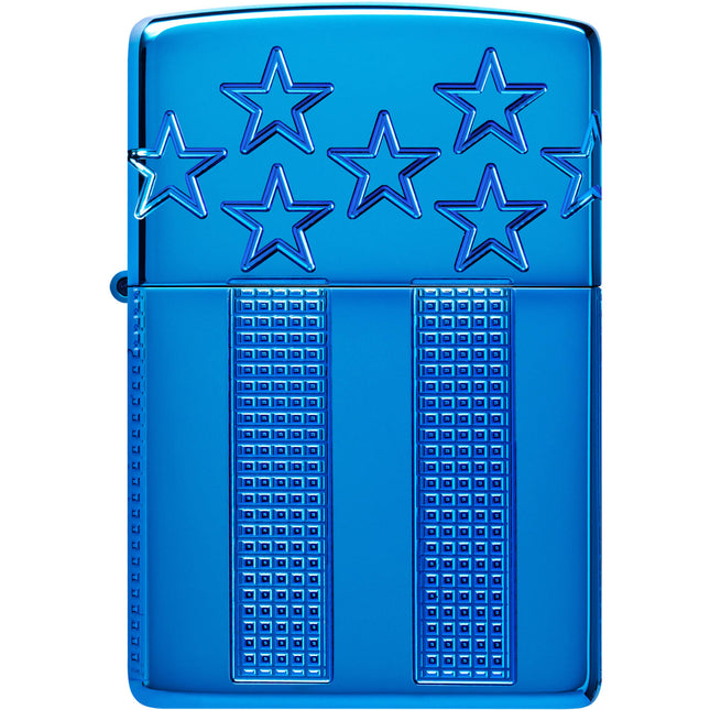 Zippo Lighter: American Flag Design High Polish Blue | 46929