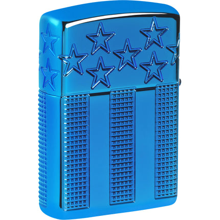 Zippo Lighter: American Flag Design High Polish Blue | 46929