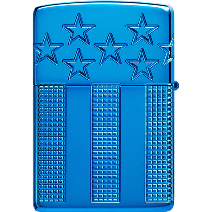 Zippo Lighter: American Flag Design High Polish Blue | 46929