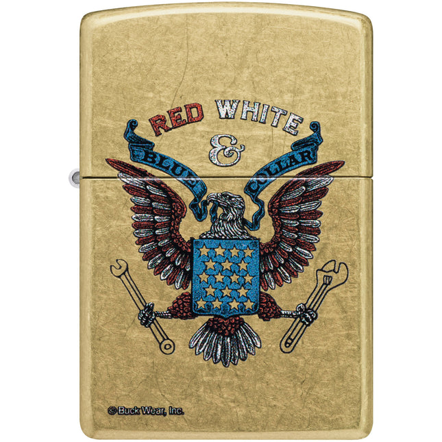 Zippo Lighter: Buck Wear Red White and Blue | 46936