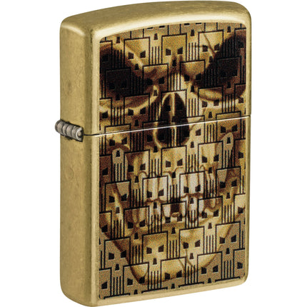 Zippo Lighter: Skull Design Brass | 46937