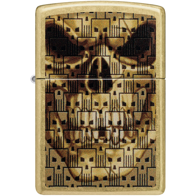 Zippo Lighter: Skull Design Brass | 46937