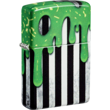 Zippo Windproof Lighter - Slime Design Glow-in-the-Dark Green Finish Metal | 46950