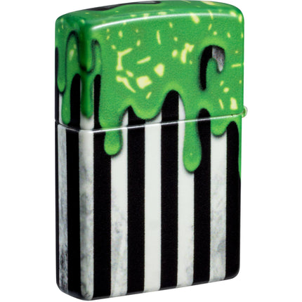 Zippo Windproof Lighter - Slime Design Glow-in-the-Dark Green Finish Metal | 46950
