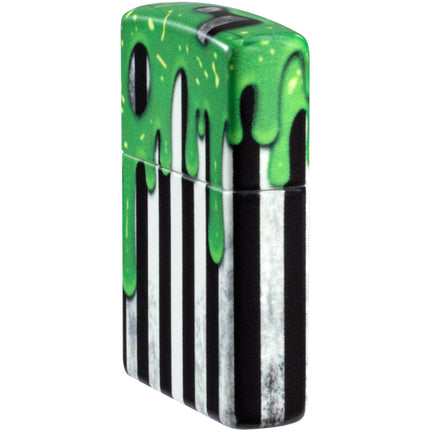 Zippo Windproof Lighter - Slime Design Glow-in-the-Dark Green Finish Metal | 46950