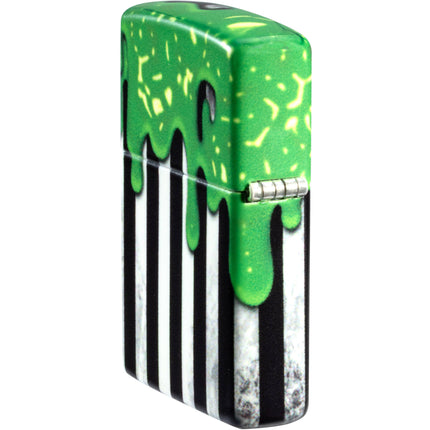 Zippo Windproof Lighter - Slime Design Glow-in-the-Dark Green Finish Metal | 46950