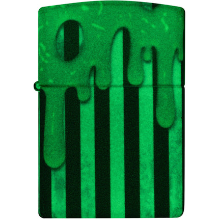 Zippo Windproof Lighter - Slime Design Glow-in-the-Dark Green Finish Metal | 46950