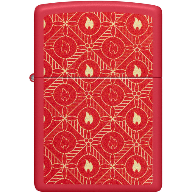 Zippo Lighter: Flame Pattern Design Red Matte | 46951