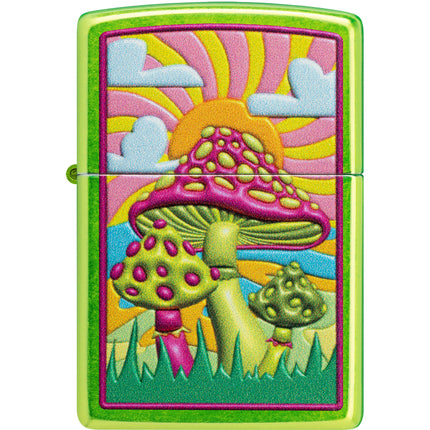 Zippo Lighter: Color Image Mushroom Design Lurid Green Finish | 46954