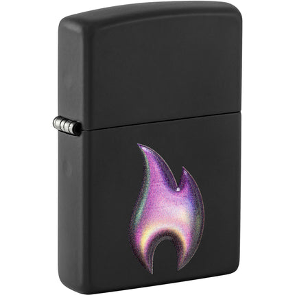 Zippo Lighter: Texture Printed Flame Design Black Matte Finish | 46965
