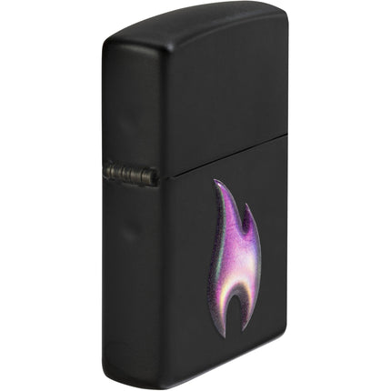 Zippo Lighter: Texture Printed Flame Design Black Matte Finish | 46965